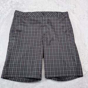 Fila Sport Golf Shorts Mens 38 Black Red Plaid Flat Front‎ Performance Stretch